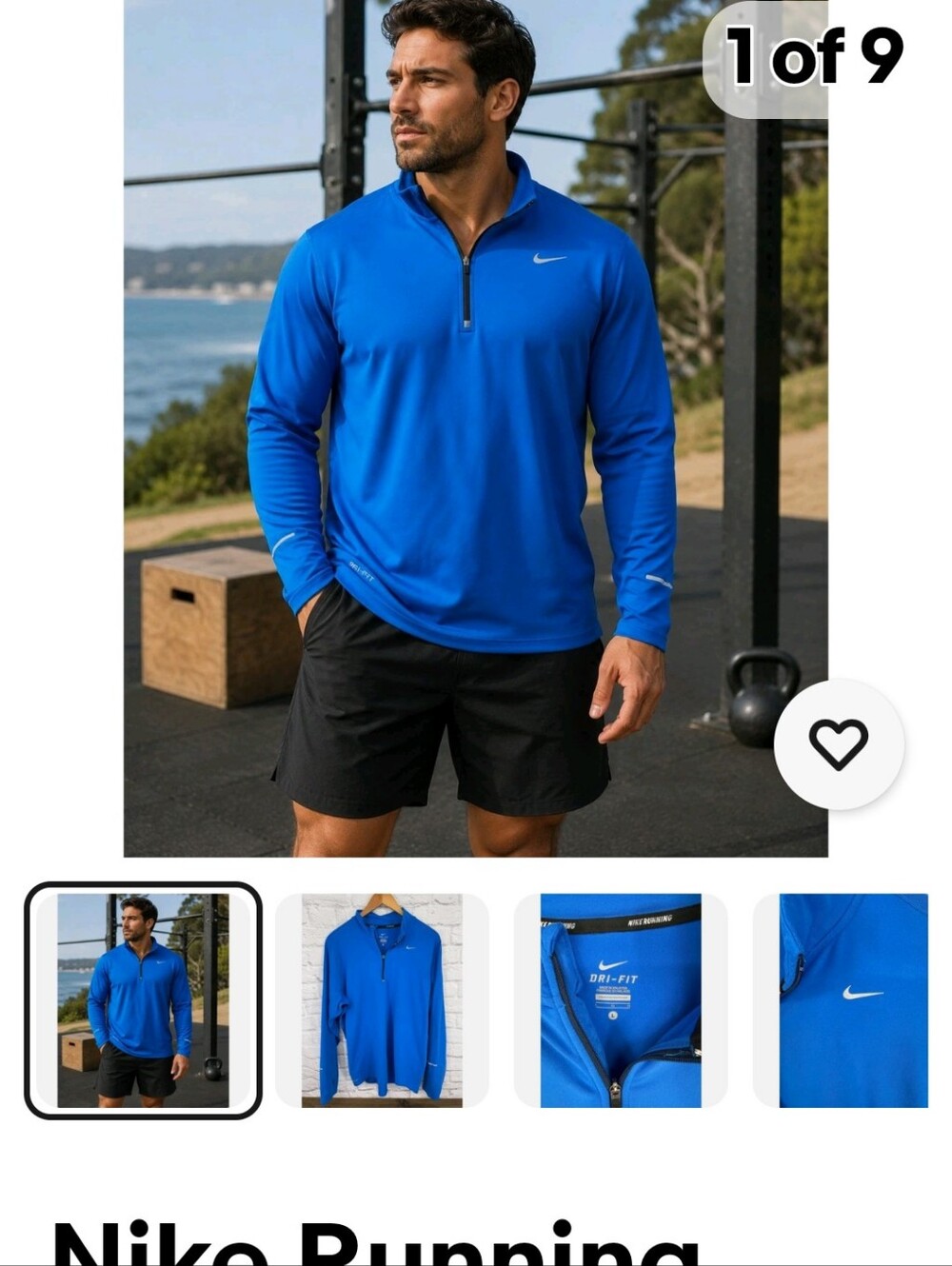 Nike Blue Long-Sleeve 1/4 Zip Performance Pullover Men's NWT